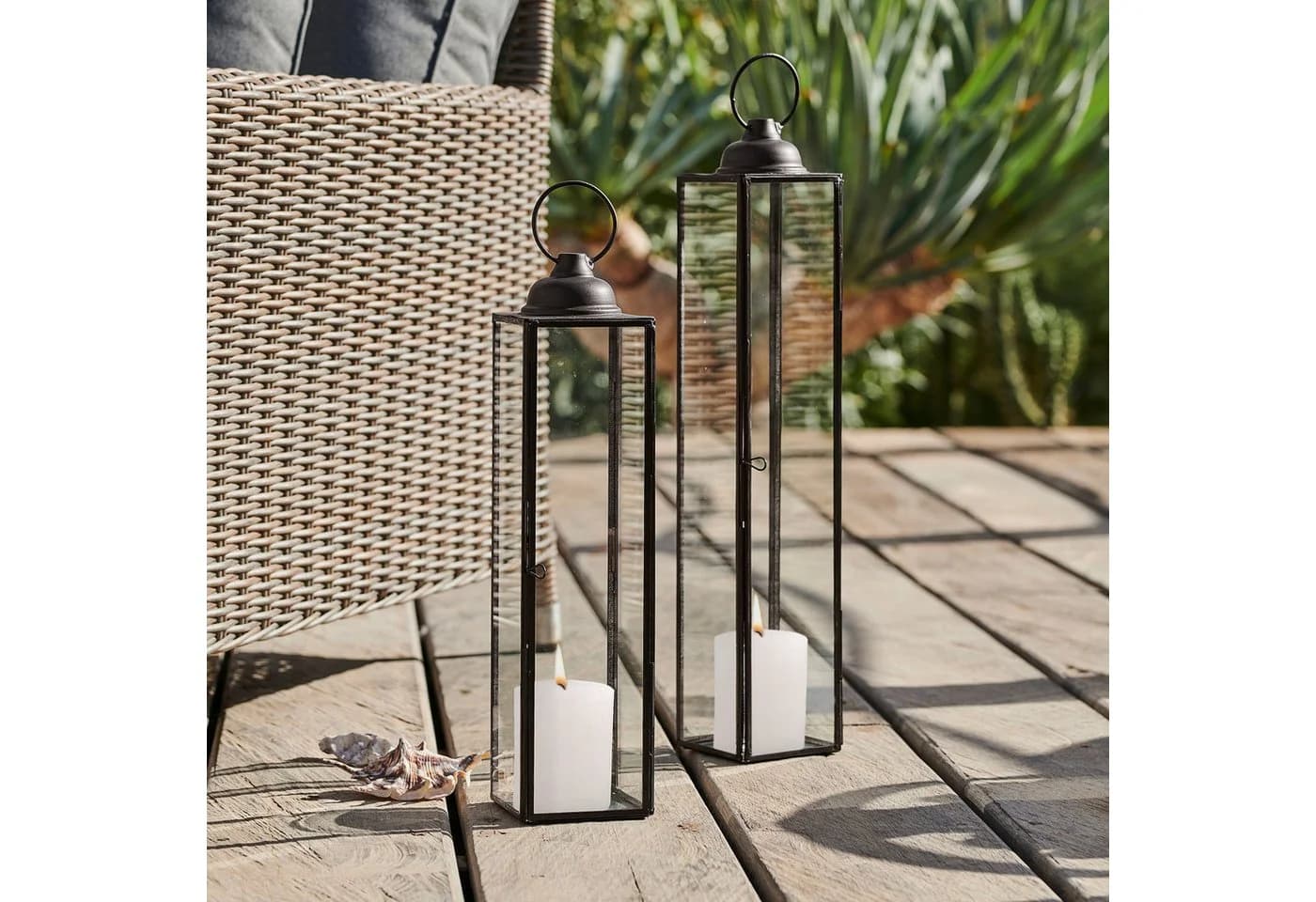 Mirabeau Kerzenlaterne 2er Set Radu antikschwarz Glas Eisen - Bild 4