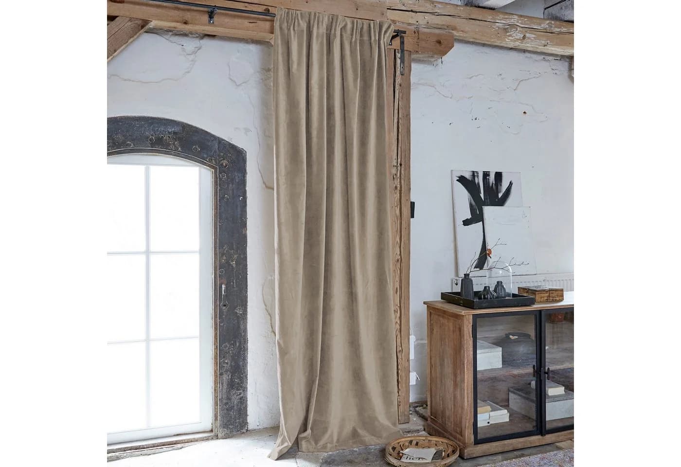 Mirabeau Vorhang Lyannece Beige Samt Blickdicht