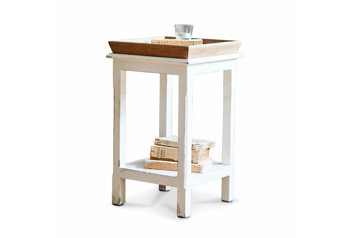 Mirabeau Beistelltisch Vieille weiß/braun mit abnehmbarem Tablett - Bild 2