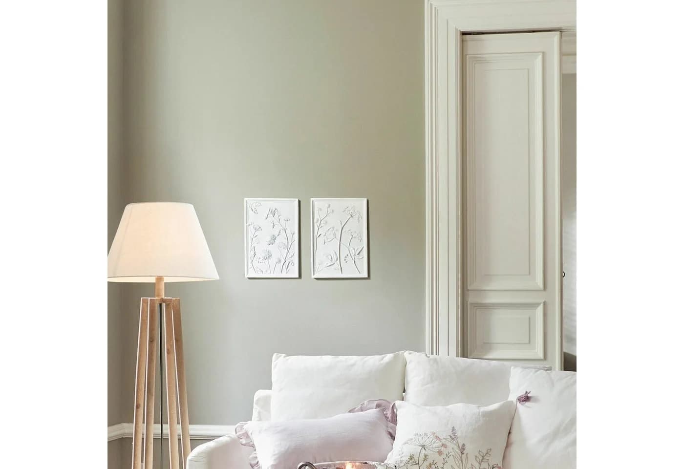 Mirabeau Wanddeko 2er Set Weiß Polyresin Blumenrelief - Bild 5