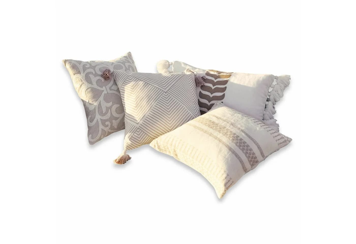Mirabeau Kissenhülle 4er Set Olette Creme/Braun Leinen - Bild 2
