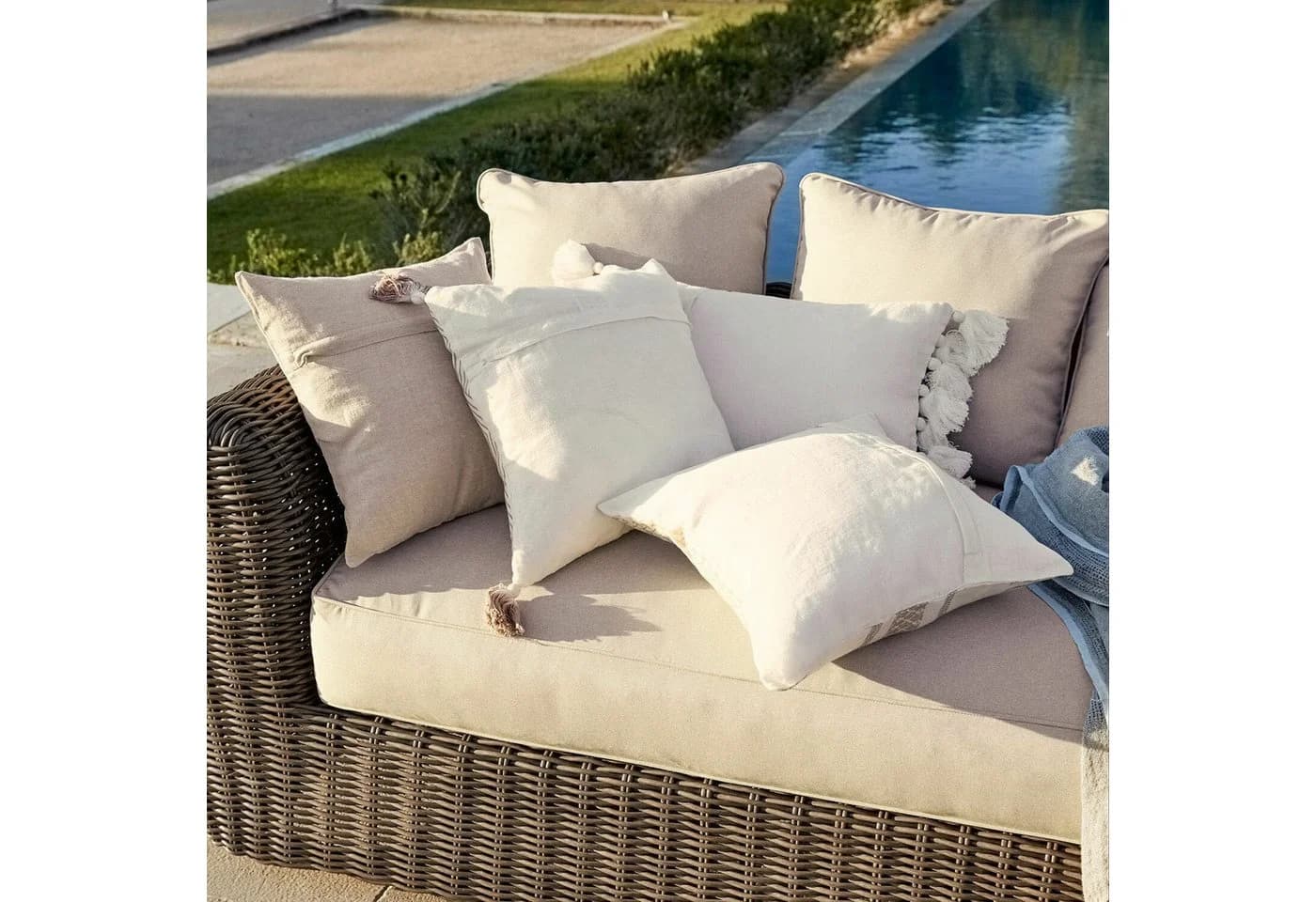 Mirabeau Kissenhülle 4er Set Olette Creme/Braun Leinen - Bild 3