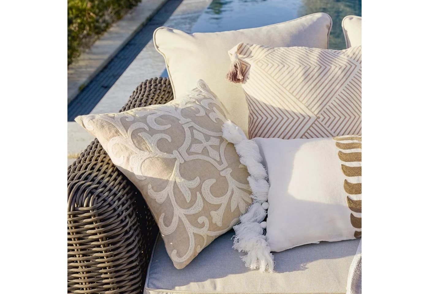 Mirabeau Kissenhülle 4er Set Olette Creme/Braun Leinen - Bild 4