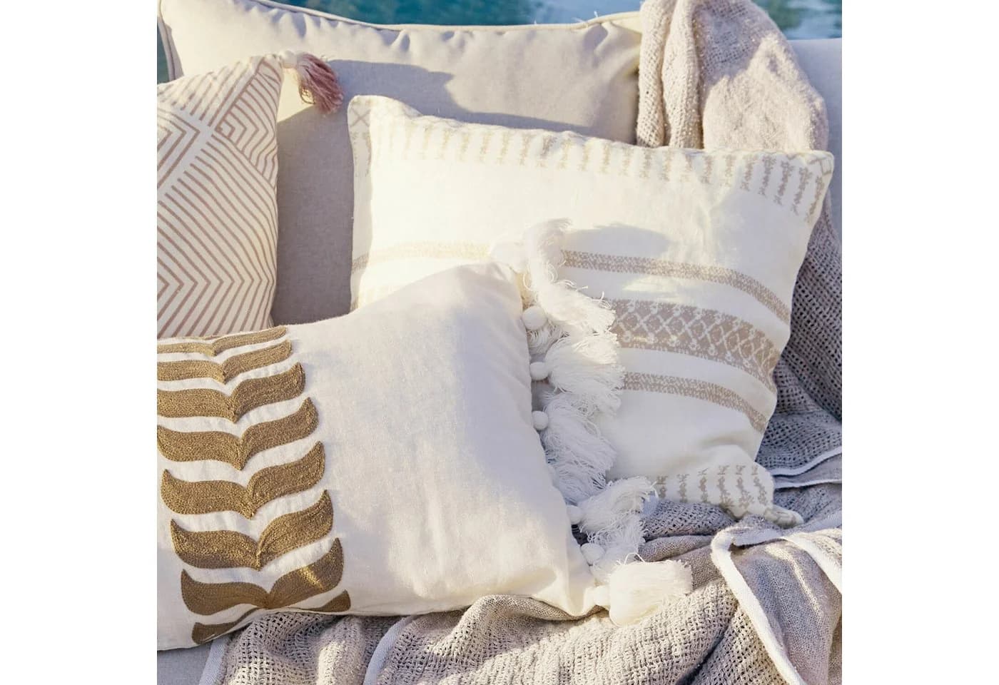 Mirabeau Kissenhülle 4er Set Olette Creme/Braun Leinen - Bild 5