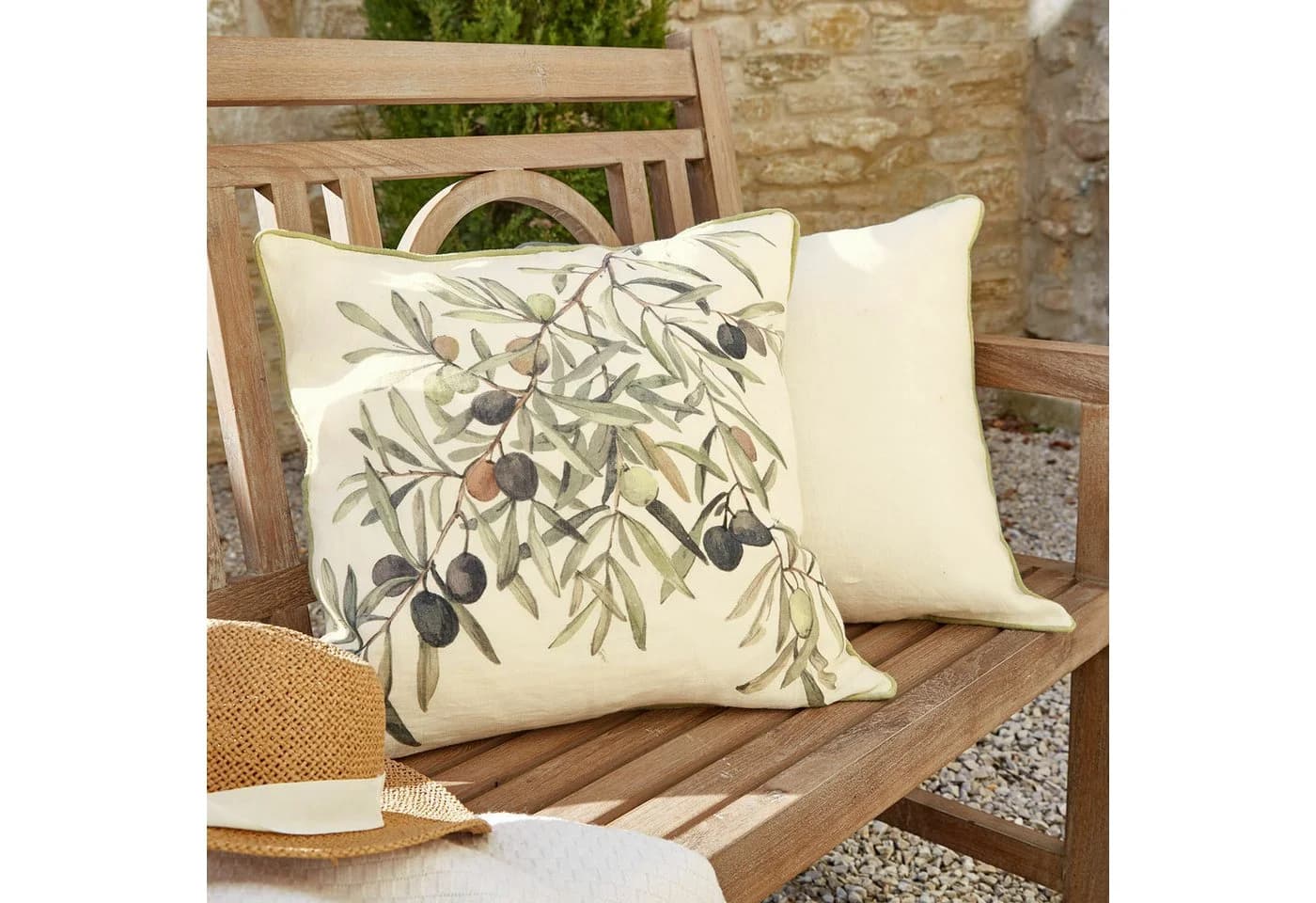 Mirabeau Kissenhülle 2er Set Cunnig creme/grün Leinen