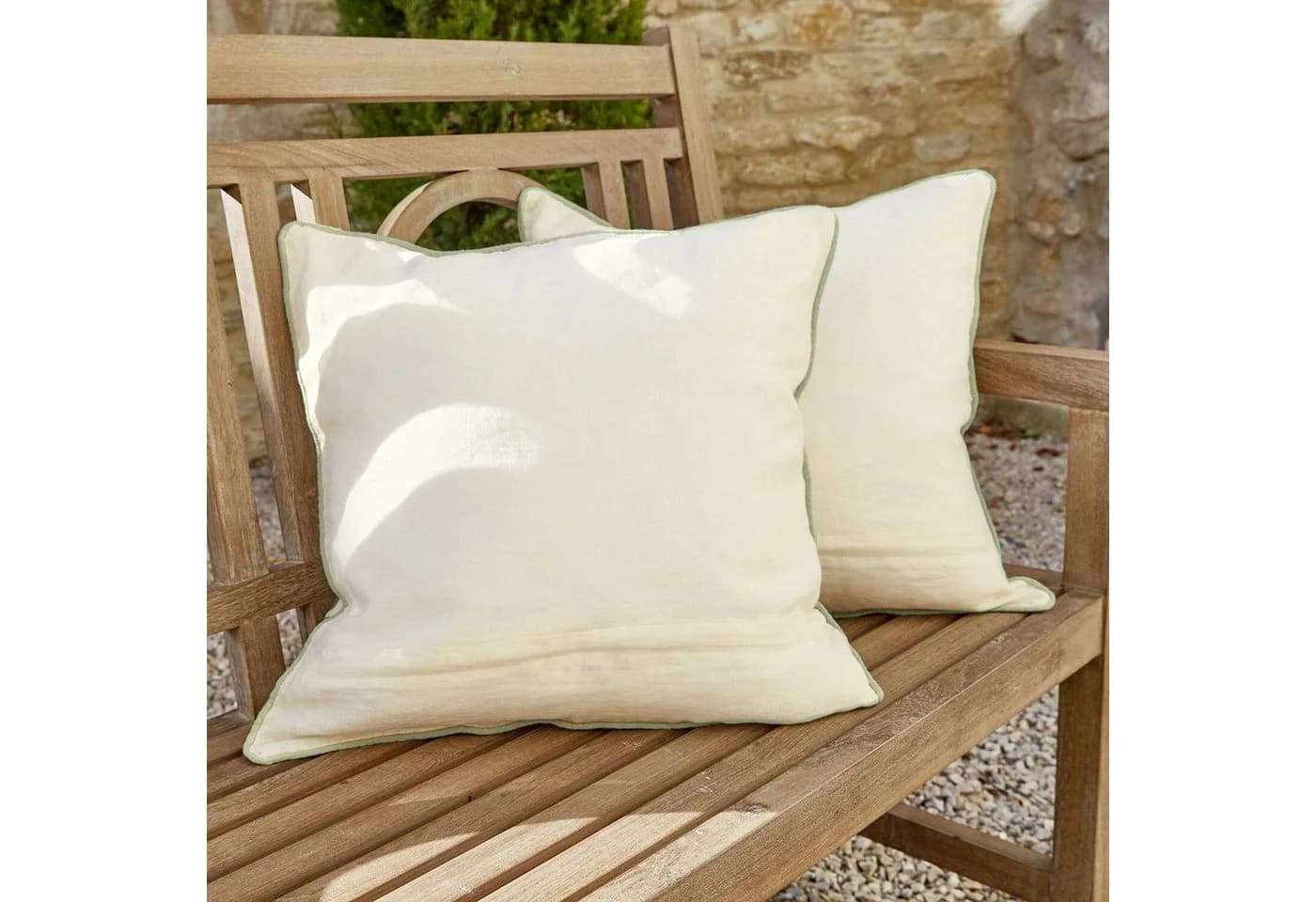 Mirabeau Kissenhülle 2er Set Cunnig creme/grün Leinen - Bild 4