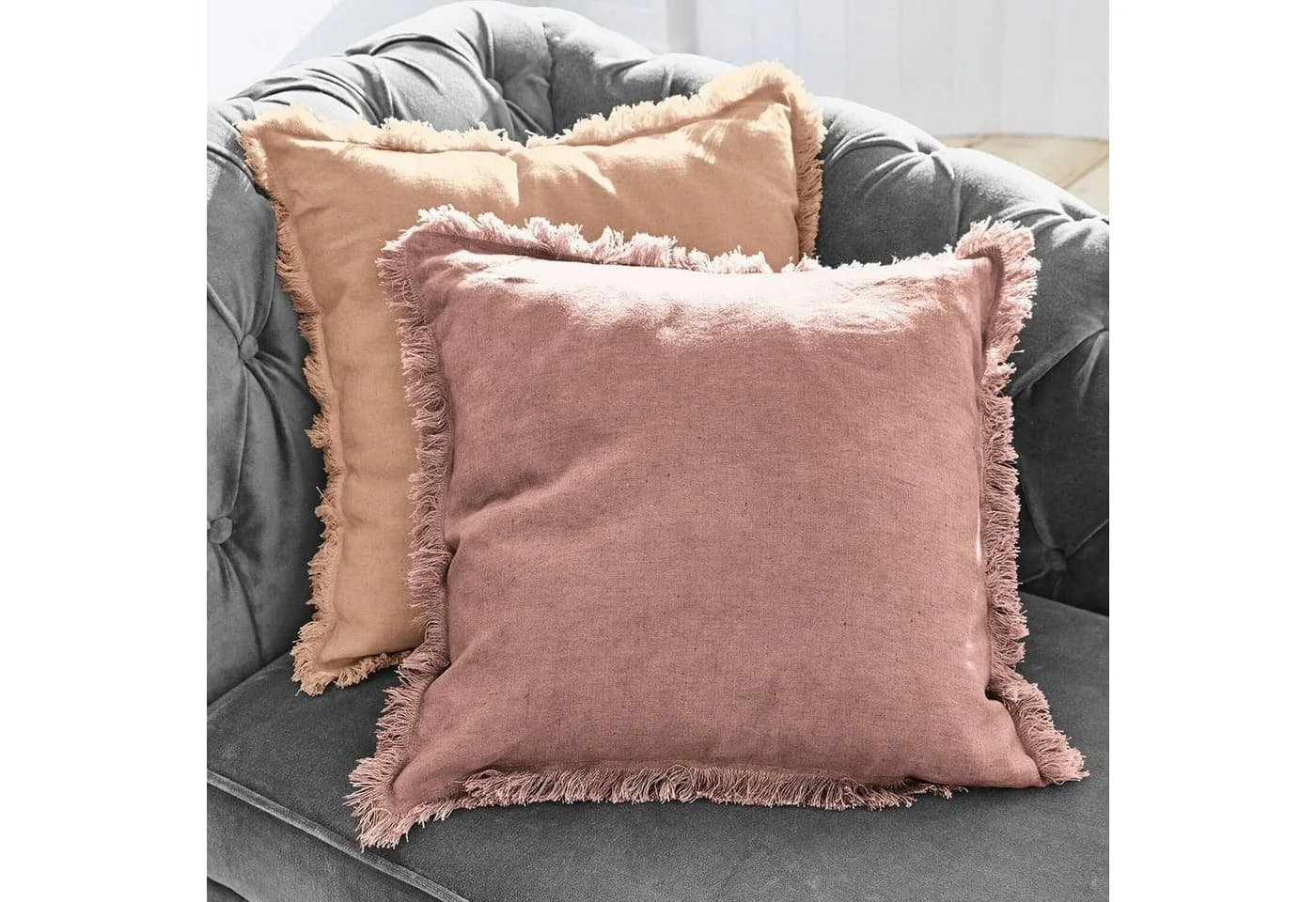Mirabeau Kissenhülle 2er Set Quebo rosa/orange Leinen