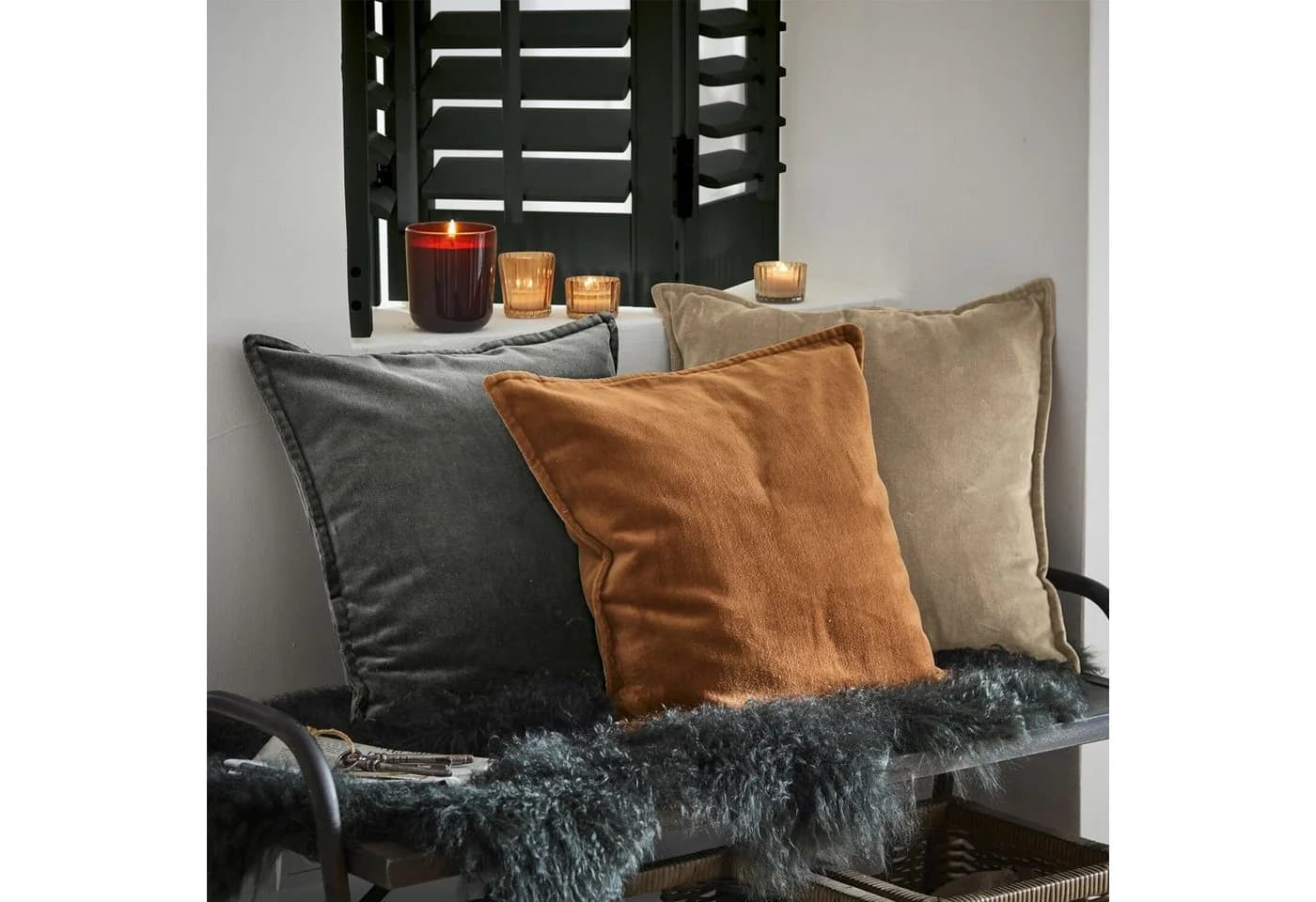 Mirabeau Kissenhülle 3er Set Lumeau Orange/Grau/Beige Baumwollsamt