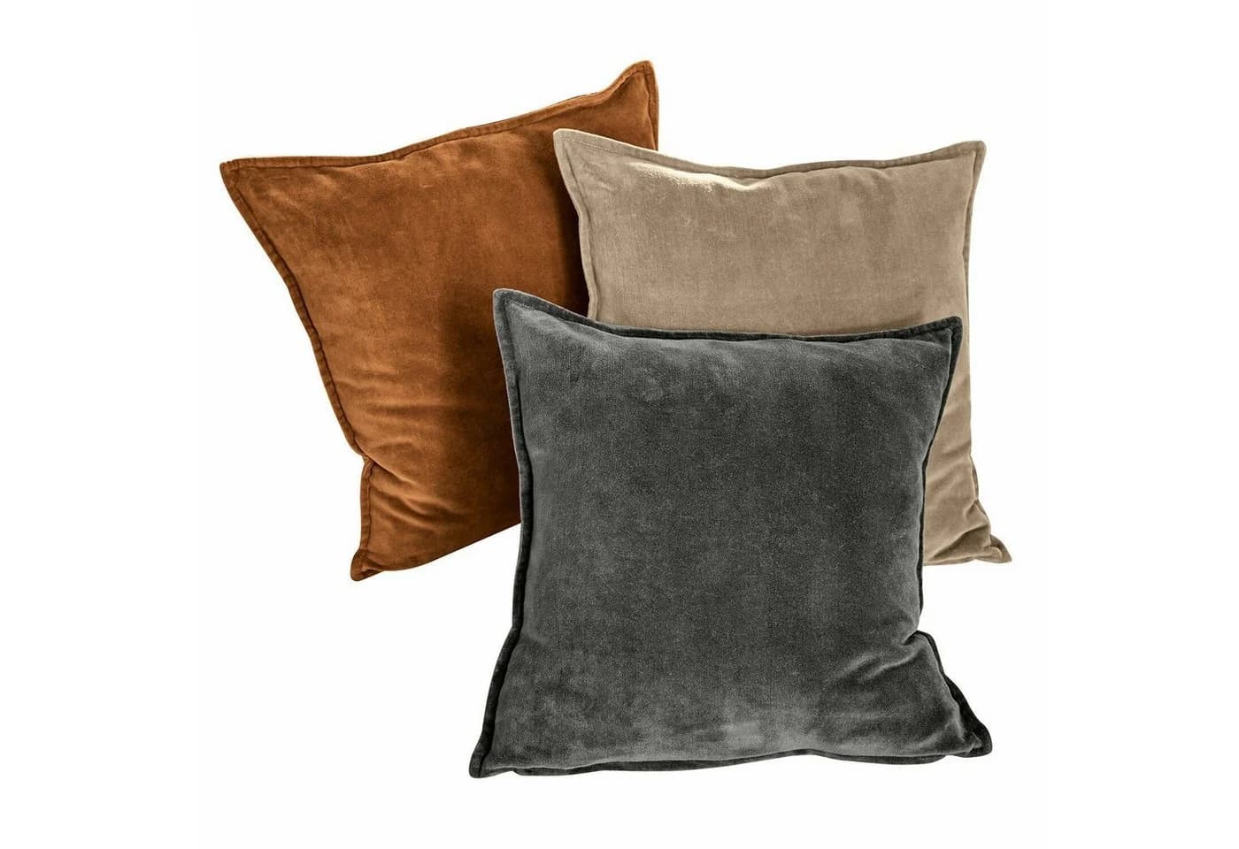 Mirabeau Kissenhülle 3er Set Lumeau Orange/Grau/Beige Baumwollsamt - Bild 2