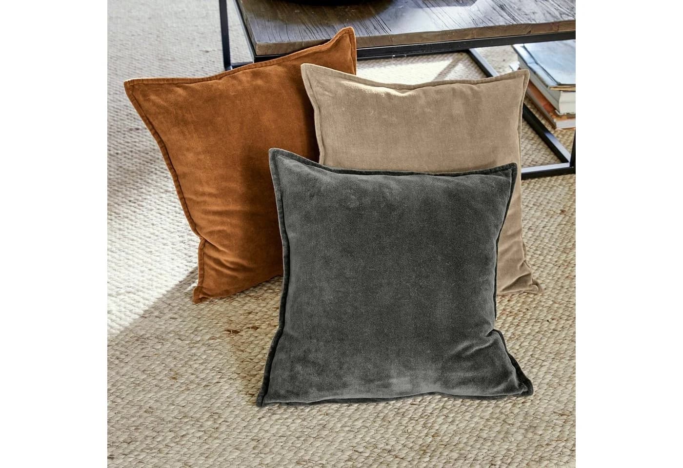Mirabeau Kissenhülle 3er Set Lumeau Orange/Grau/Beige Baumwollsamt - Bild 3