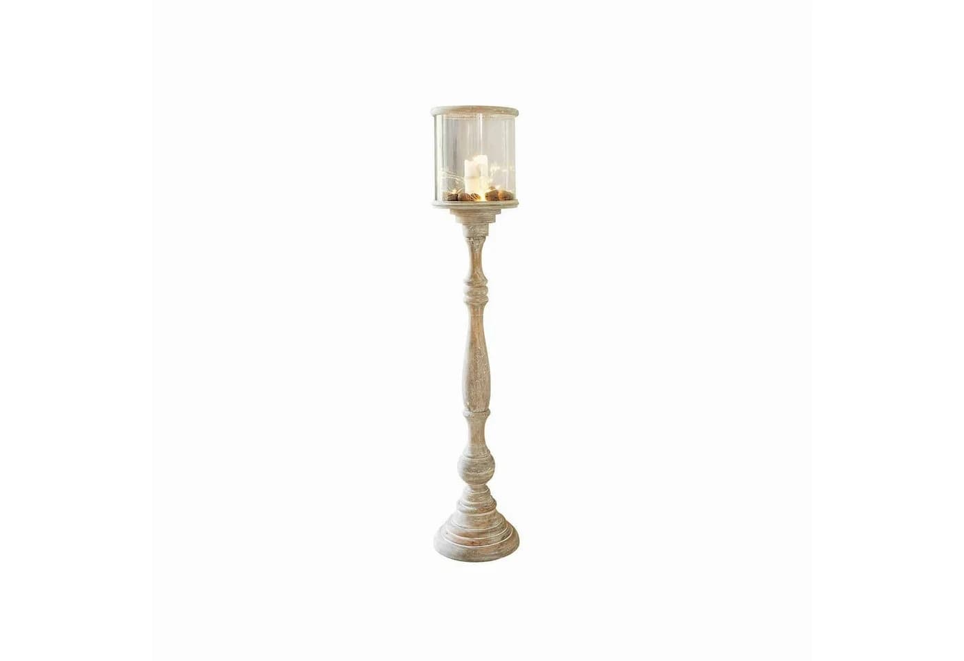 Mirabeau Windlicht Kerzenständer Passion antikbeige Mangoholz Glas - Bild 2