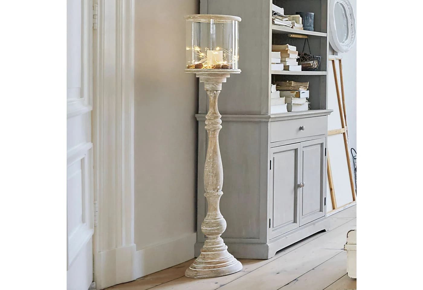Mirabeau Windlicht Kerzenständer Passion antikbeige Mangoholz Glas - Bild 3