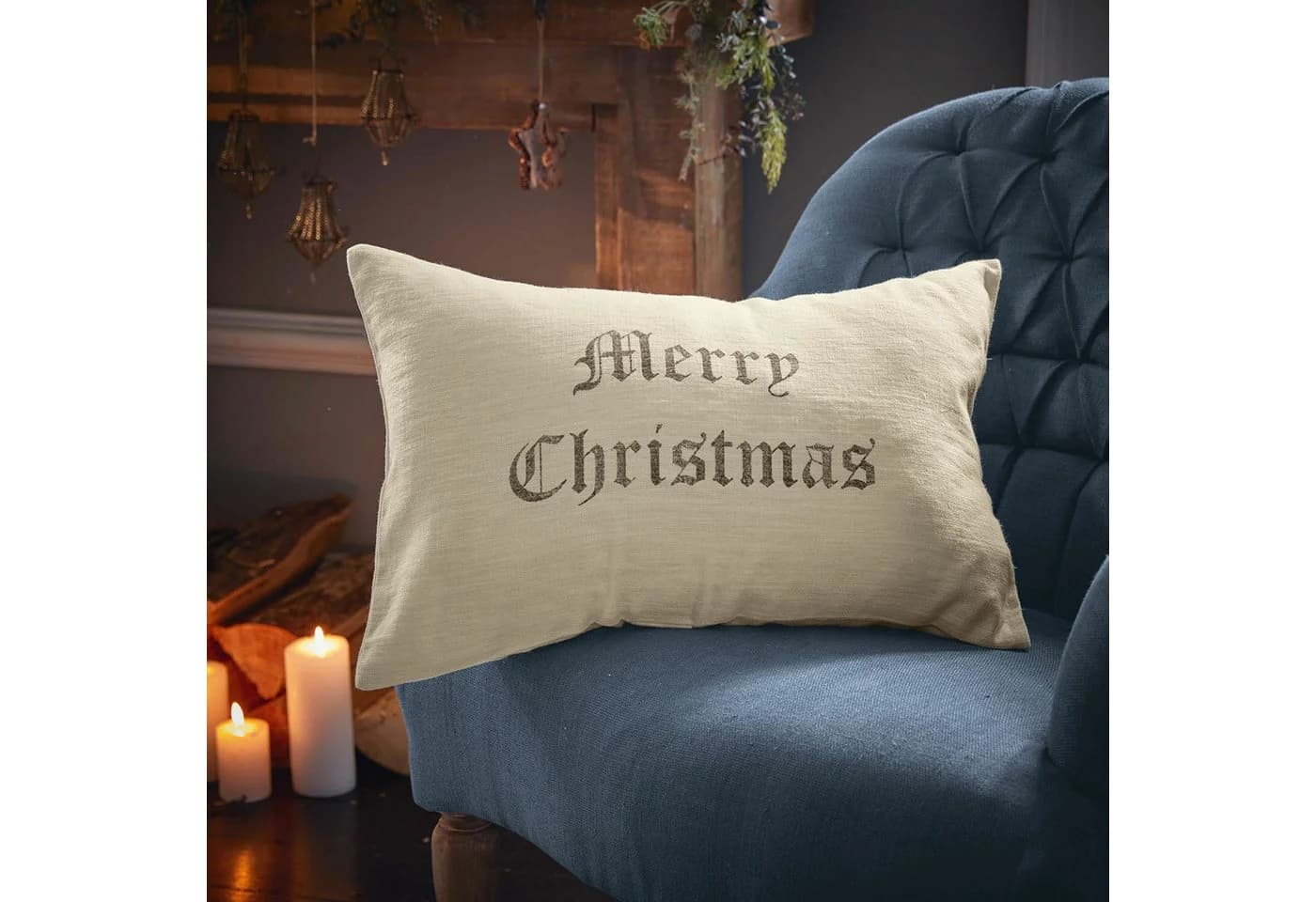 Mirabeau Kissenhülle Merry Christmas Creme/Grau