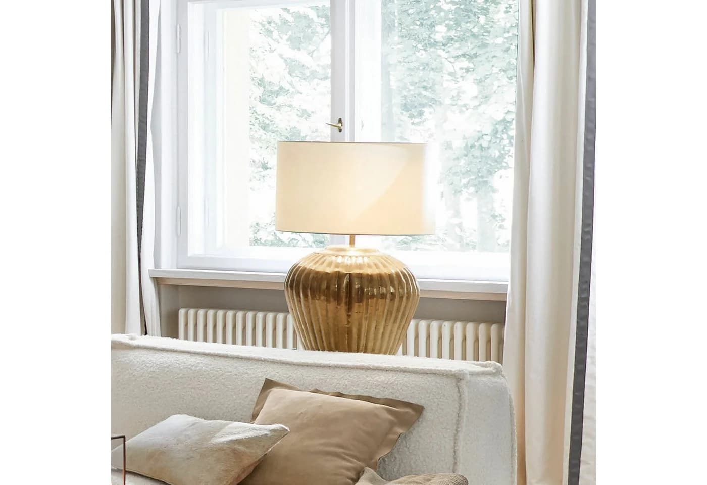 Mirabeau Tischleuchte Fauville Gold/Creme Messing - Bild 4