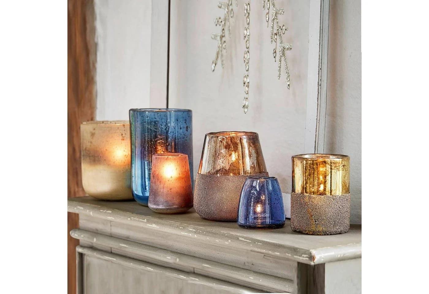 Mirabeau Windlicht 6er Set Paro blau Glas