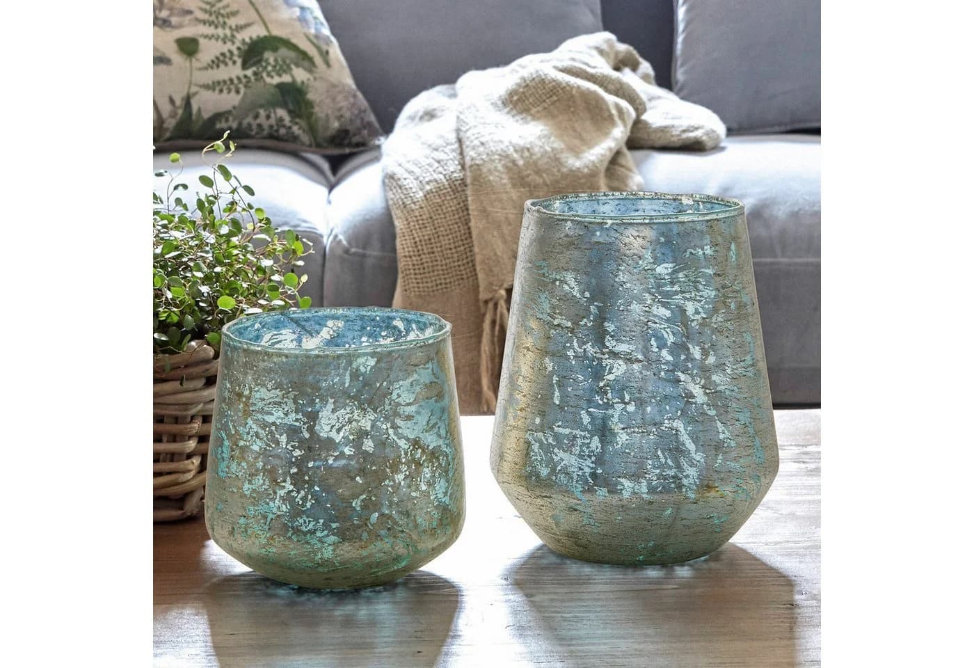 Mirabeau Windlicht 2er Set Gare Antikblau/Gold Glas - Bild 3