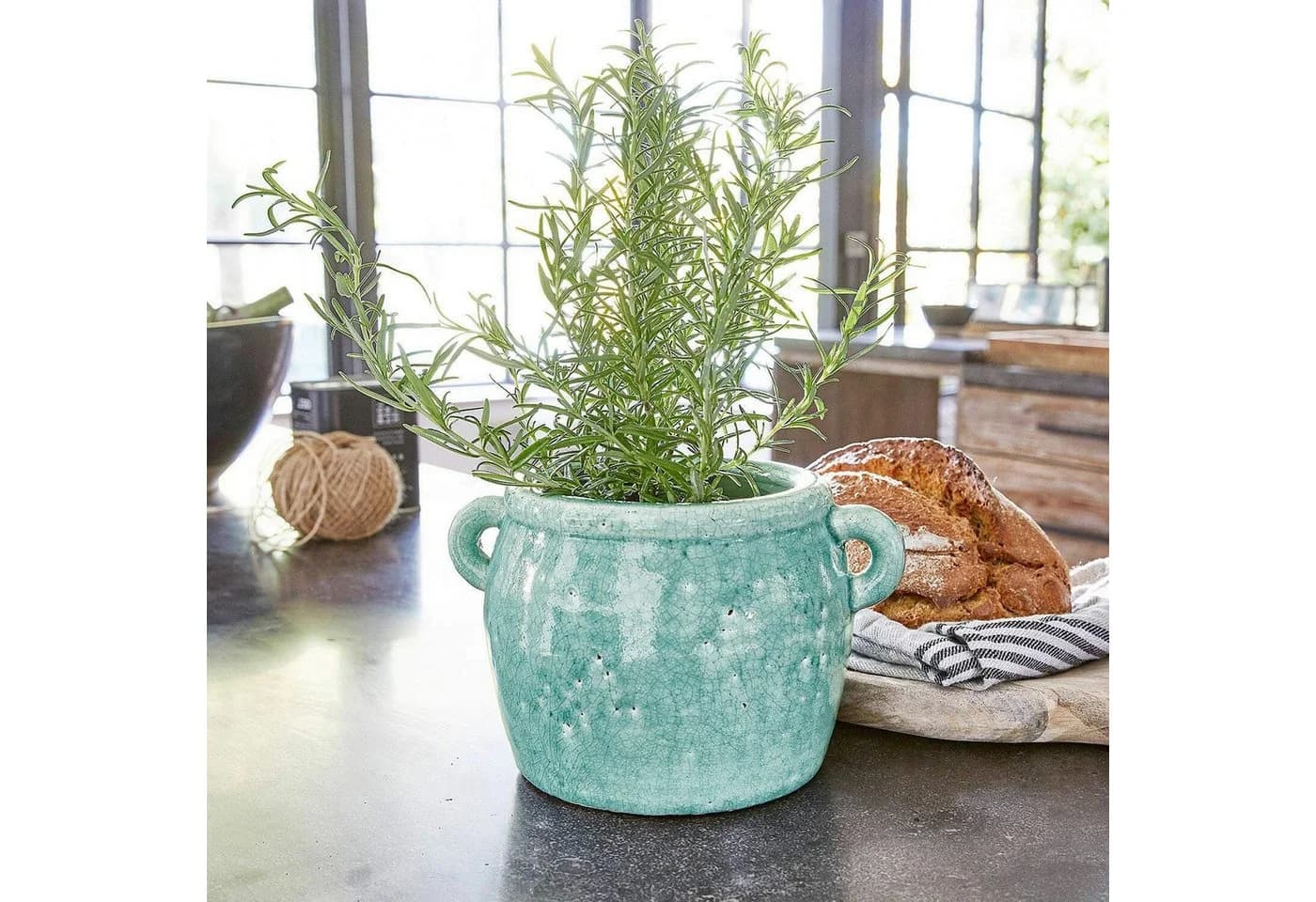 Mirabeau Tischvase Vase Elvin Blau Terrakotta - Bild 3