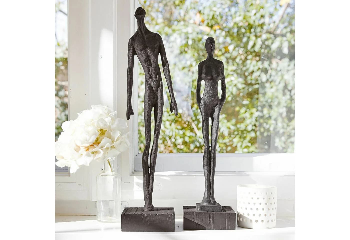 Mirabeau Dekofigur 2er Set Perce Anthrazit Aluminium Mangoholz