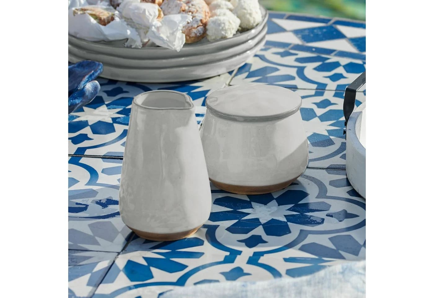 Mirabeau Geschirr-Set Zuckerdose & Milchkännchen Biarré Weiß Steinzeug
