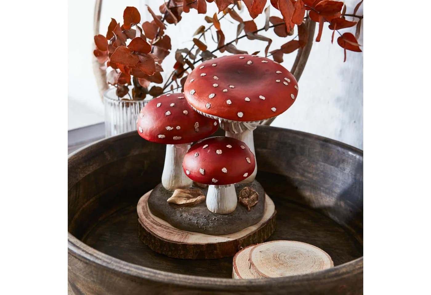 Mirabeau Deko-Pilz Trio Lupton rot/weiß Polyresin