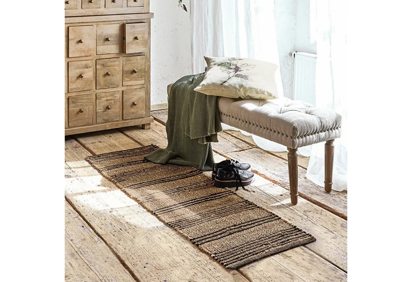 Mirabeau Teppich Läufer Lantenot Beige/Schwarz Handgewebt