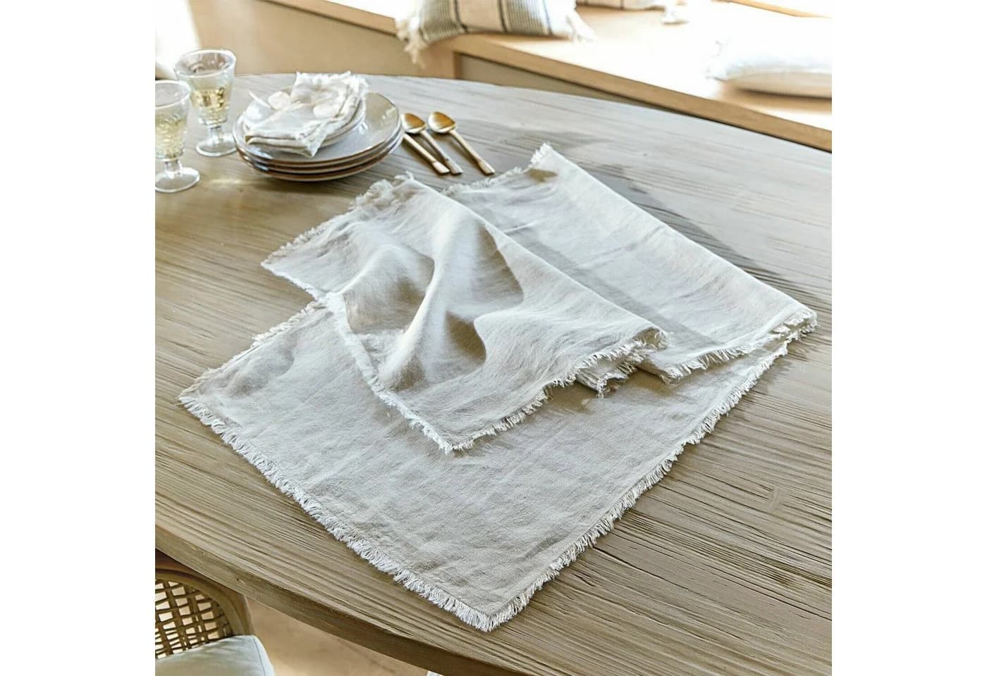 Mirabeau Tischläufer Topsfield Leinen Beige Fransen