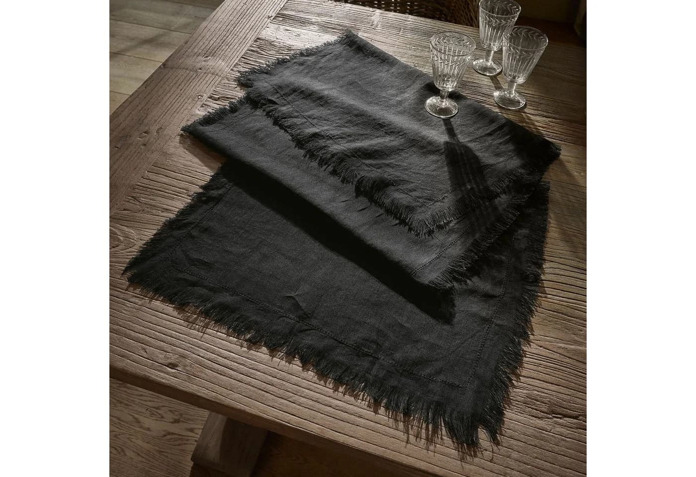 Mirabeau Tischläufer Pibrac Schwarz Leinen