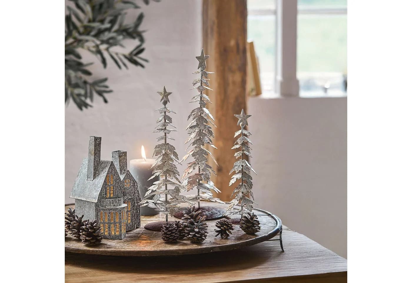Mirabeau Weihnachtsfigur Deko-Baum 3er Set Laruns antikweiß