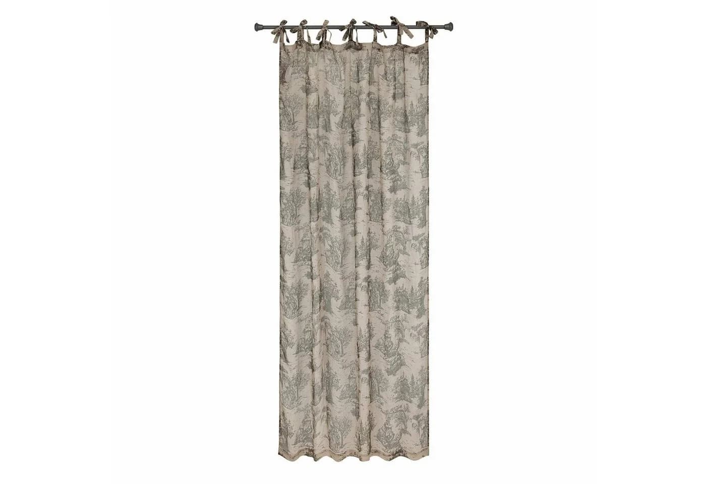 Mirabeau Vorhang Gardine Dedwen grau/leinen mit Toile-de-Jouy-Motiven - Bild 2