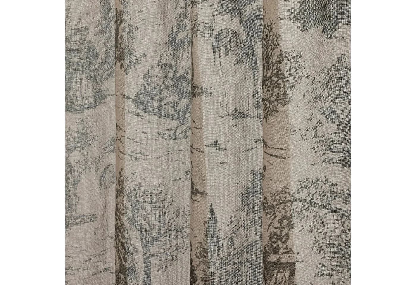 Mirabeau Vorhang Gardine Dedwen grau/leinen mit Toile-de-Jouy-Motiven - Bild 5
