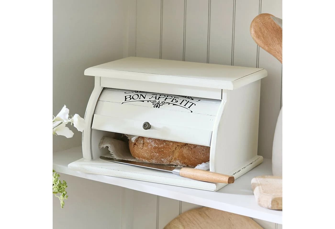 Mirabeau Brotkasten Bon Appetit antikweiß Holz