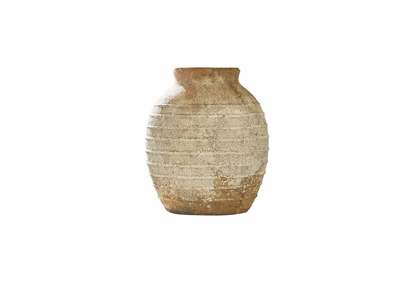 Mirabeau Tischvase Sibinna braun/weiß Terrakotta Handgeformt
