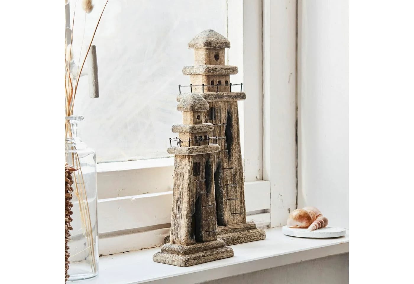 Mirabeau Deko-Leuchtturm 2er Set Bourgneuf Braun/Schwarz