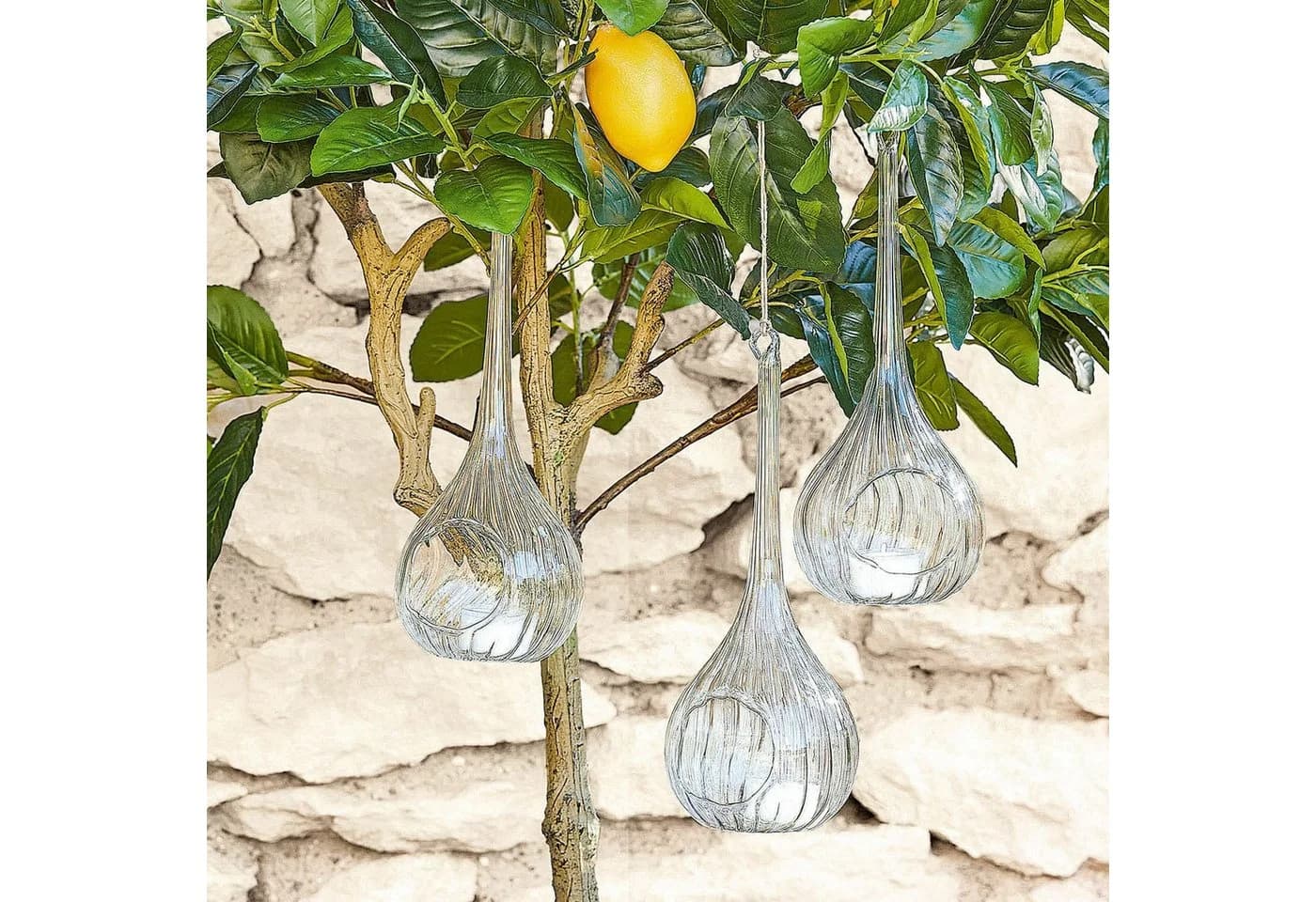 Mirabeau Hängewindlicht 3er Set Fairlie klar Glas Jute - Bild 3