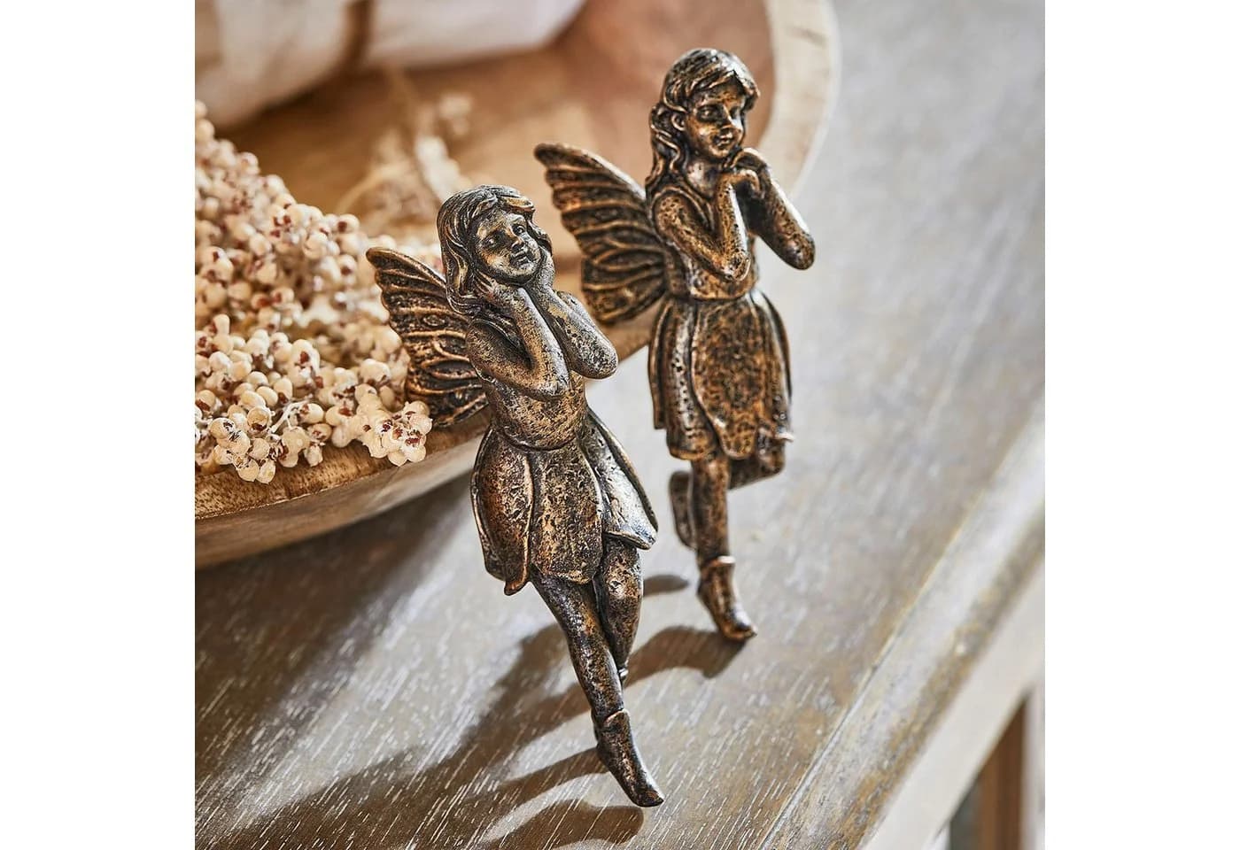 Mirabeau Dekofigur 2er Set Lilly antikbraun Vintage Feen Polyresin