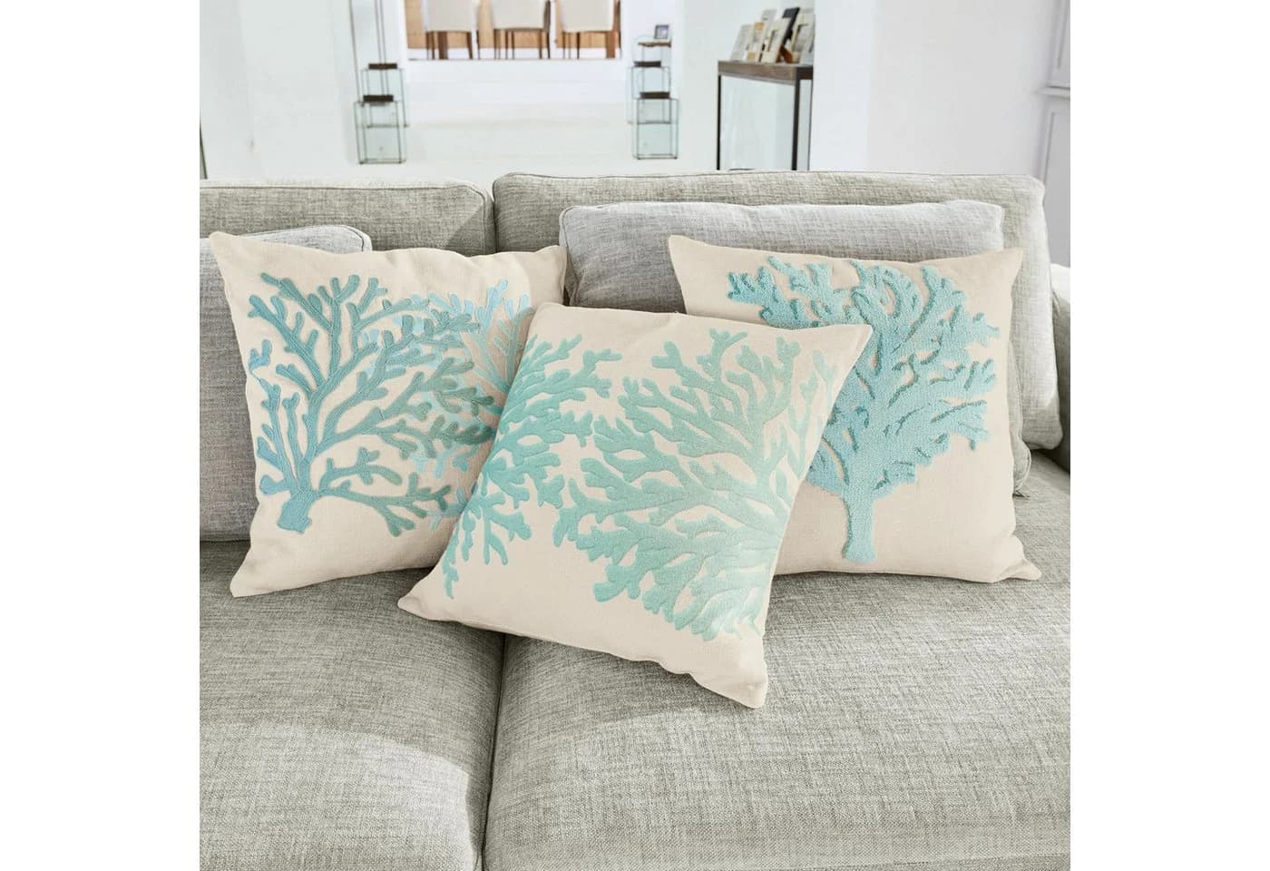 Mirabeau Kissenhülle 3er Set Vaiea türkis/beige Baumwolle - Bild 4