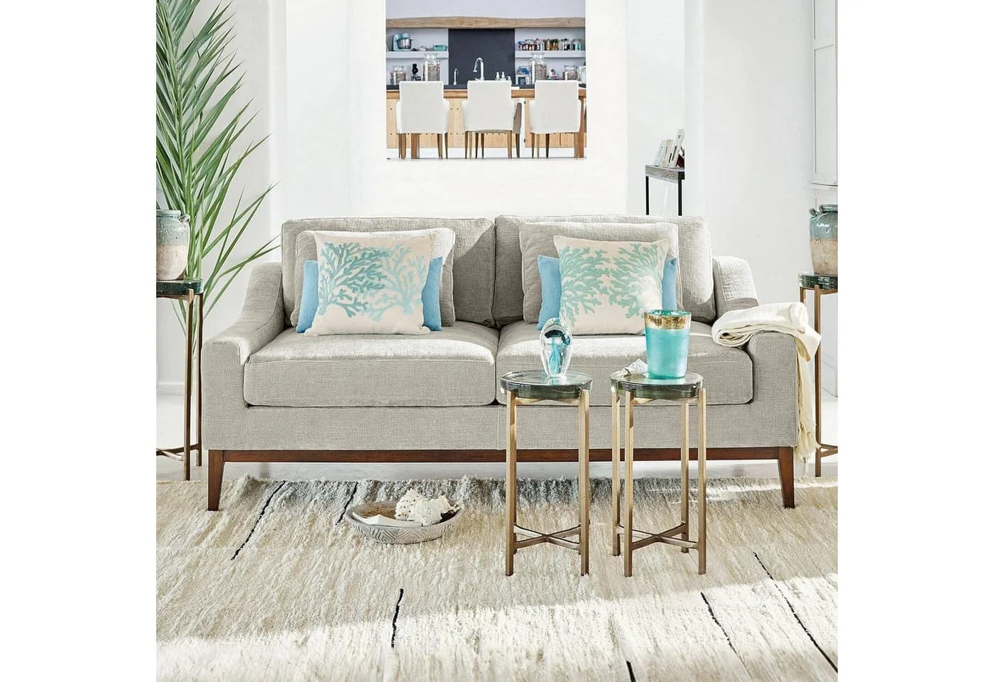 Mirabeau Kissenhülle 3er Set Vaiea türkis/beige Baumwolle - Bild 5