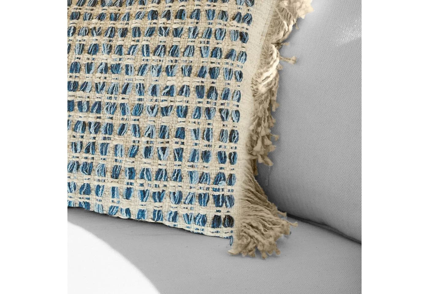 Mirabeau Kissenhülle Monrovie blau/beige mit Gittermuster - Bild 5