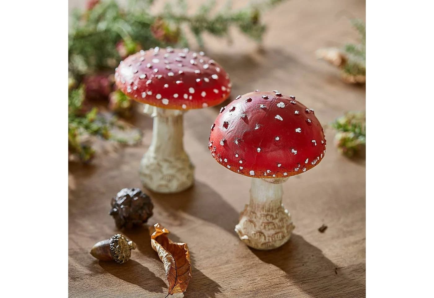 Mirabeau Deko-Pilz 2er Set Quintelle rot/weiß Polyresin