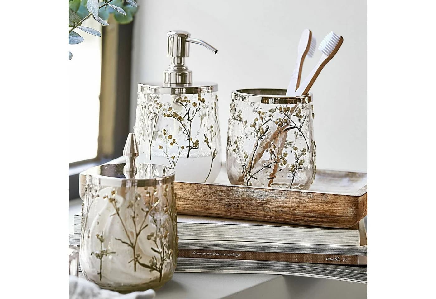 Mirabeau Badorganizer Elorisse klar/gelb mit Trockenblüten