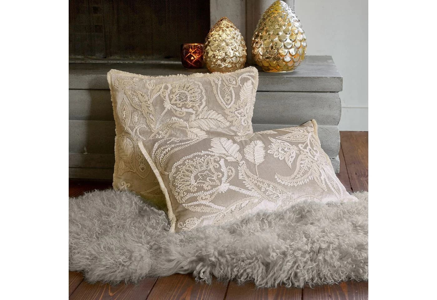 Mirabeau Kissenhülle 2er Set Oplevine Taupe/Champagner Viskosesamt - Bild 3