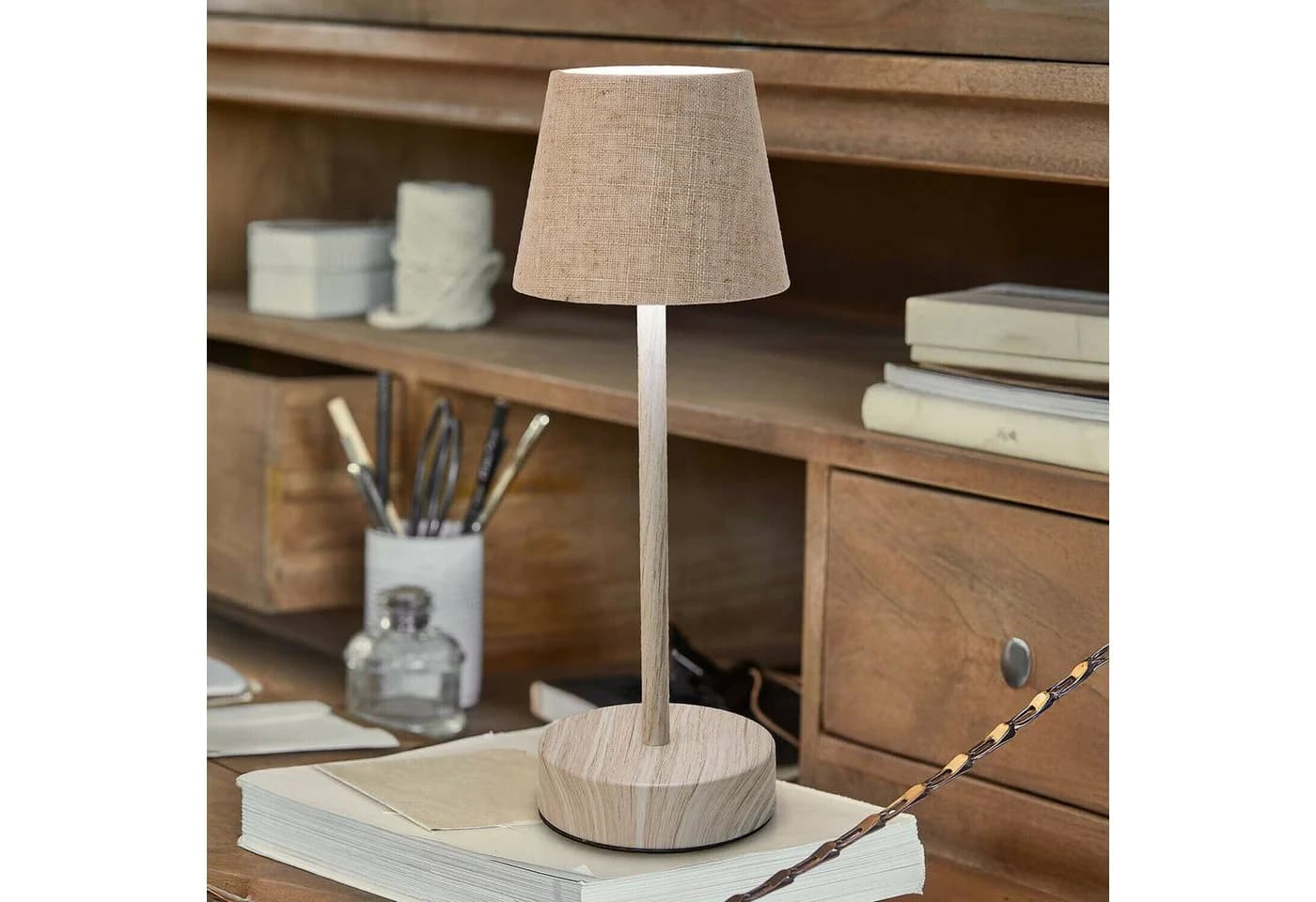 Mirabeau Tischleuchte Sylvainie creme USB-C