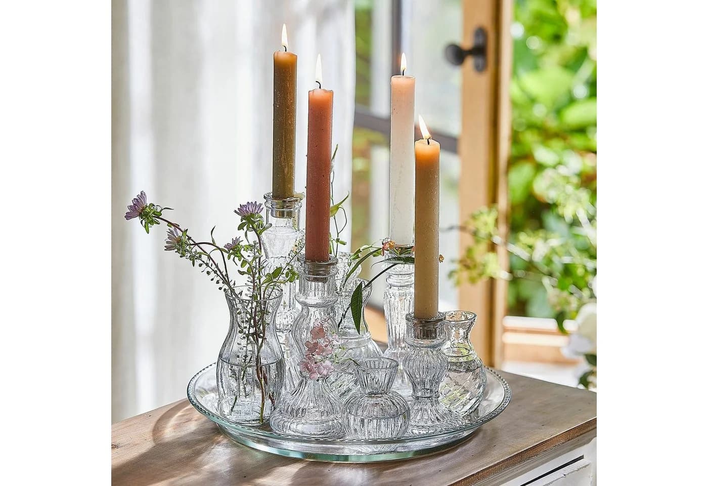 Mirabeau Stumpenkerze Kerze 12er Set Bauceau Rosa/Hellgrün/Creme
