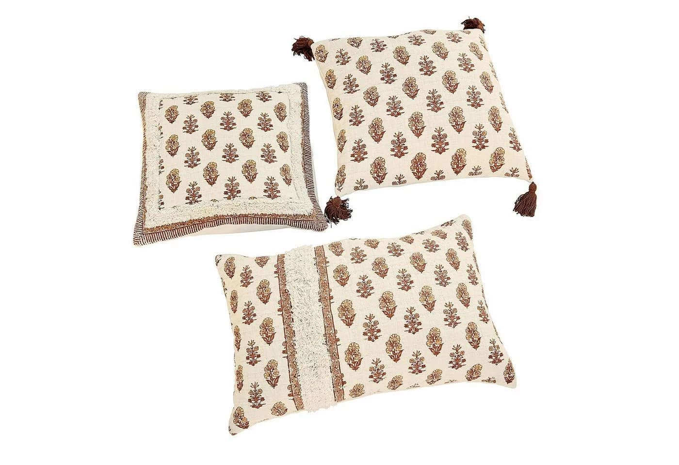 Mirabeau Kissenhülle 3er Set Arsalan creme/braun Baumwolle - Bild 2