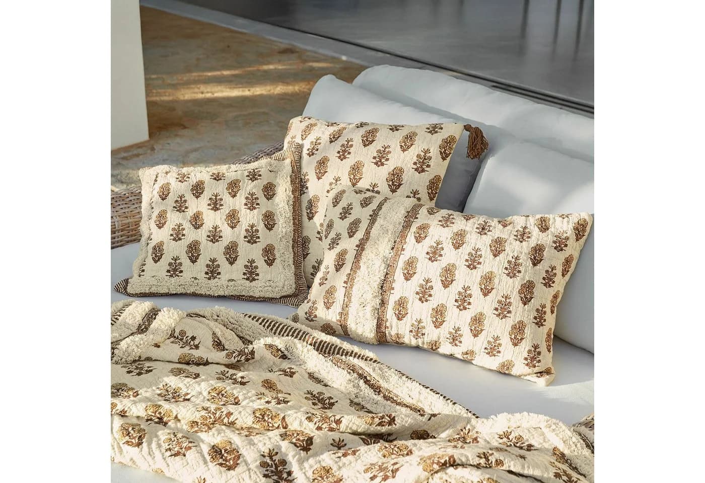 Mirabeau Kissenhülle 3er Set Arsalan creme/braun Baumwolle - Bild 3