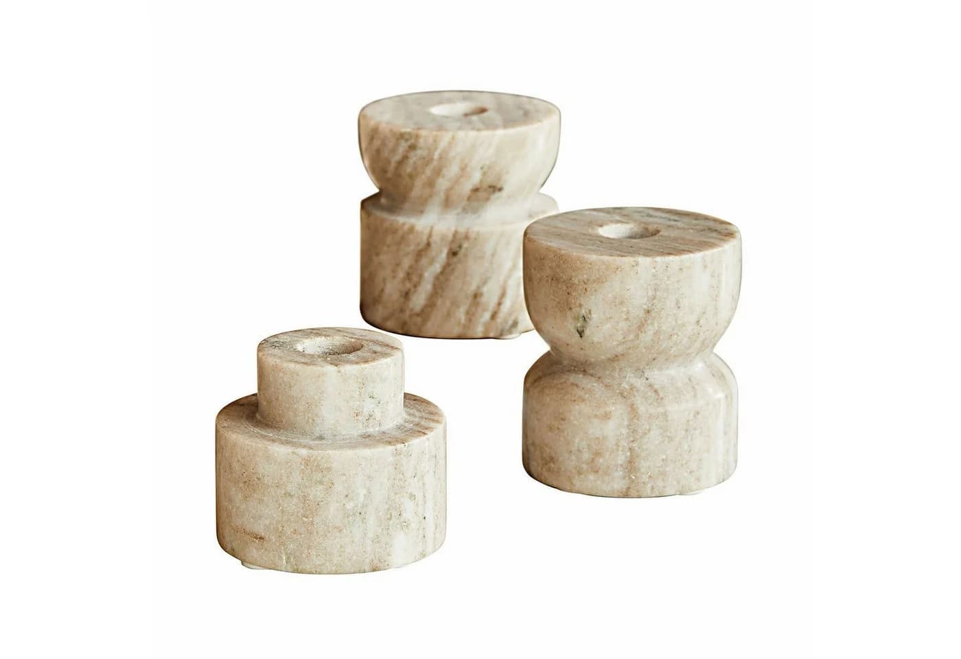 Mirabeau Kerzenständer 3er Set Ulxeno beige Marmor - Bild 1