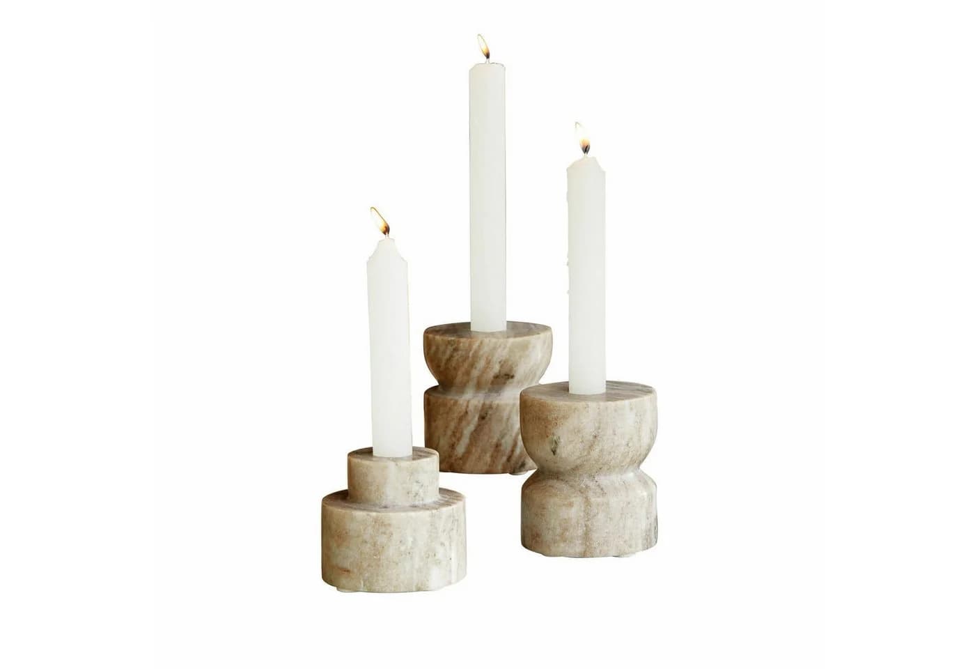Mirabeau Kerzenständer 3er Set Ulxeno beige Marmor - Bild 2