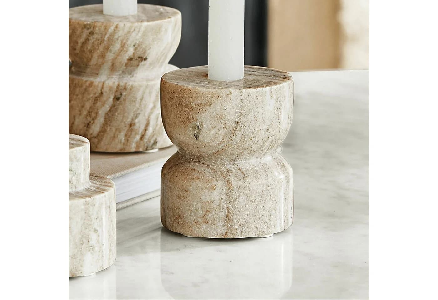 Mirabeau Kerzenständer 3er Set Ulxeno beige Marmor - Bild 4