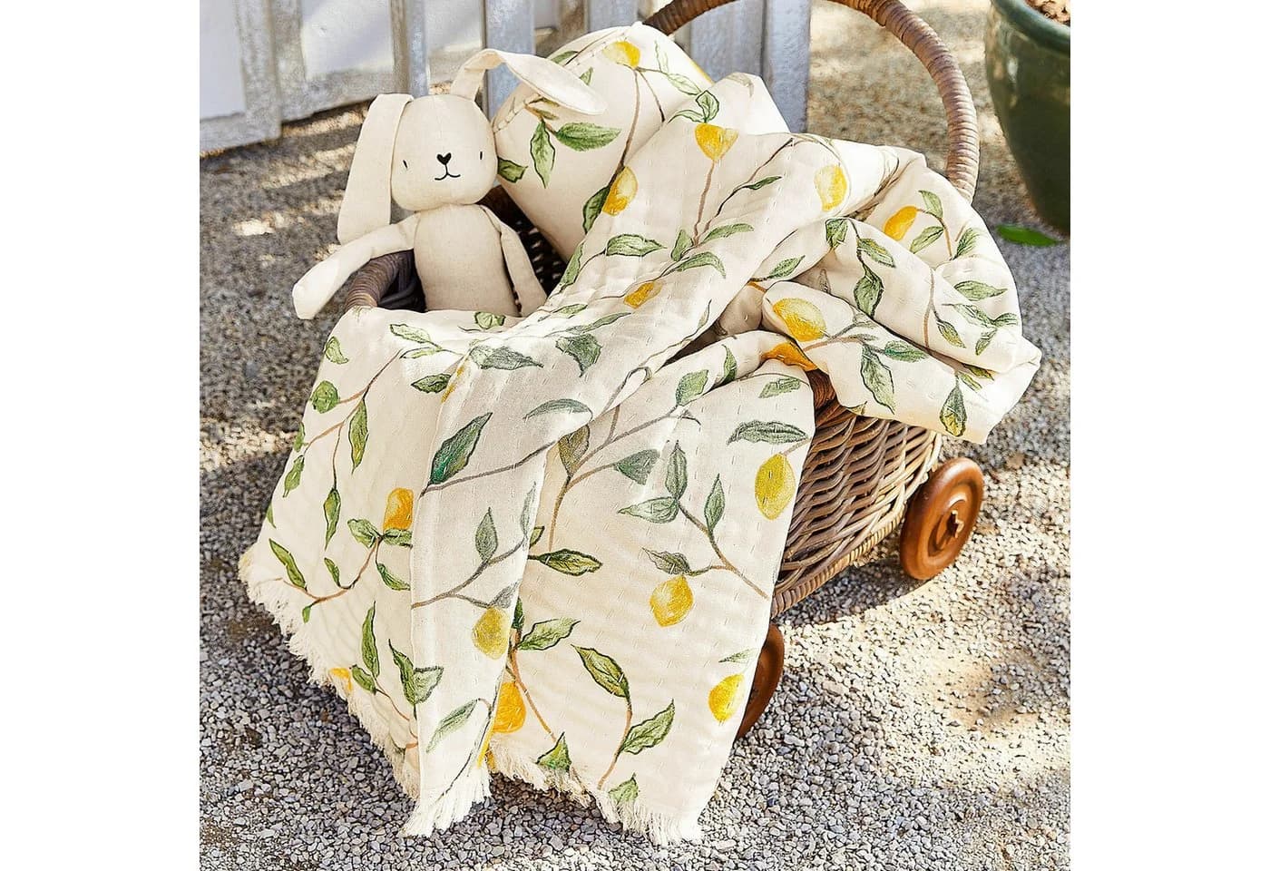 Mirabeau Tagesdecke Plaid Palerina gelb/grün/creme mit Fransen