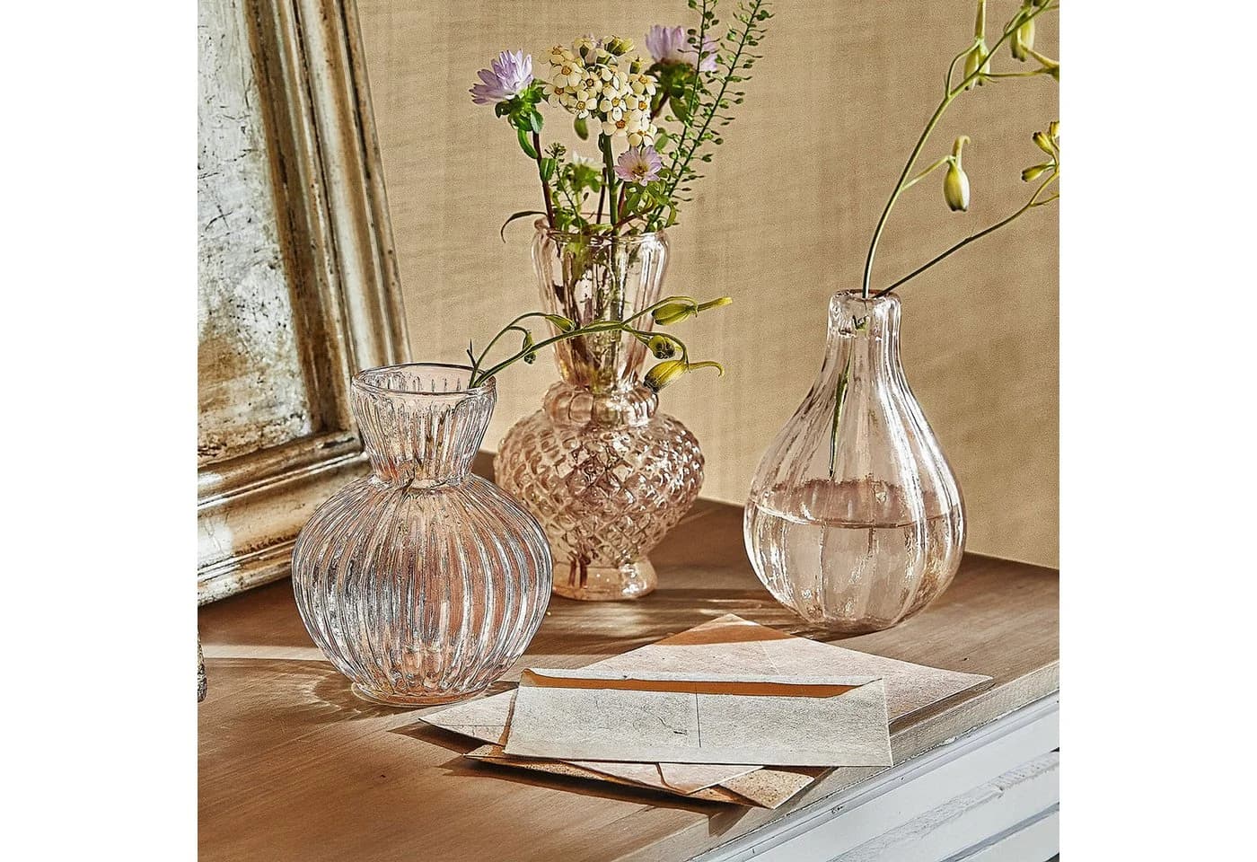 Mirabeau Tischvase 3er Set Faunelle rosé Glas - Bild 3